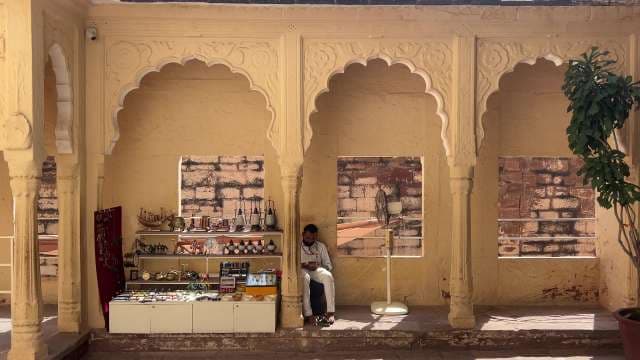 Traditional Indian Courtyard Market Stall in Rajasthan Fort