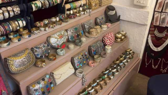 Colorful Indian Bangle and Jewelry Display at Local Market