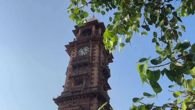 Iconic Ghanta Ghar Clock Tower Against Clear Blue Sky