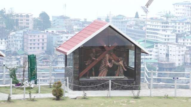 Scenic Urban View With Religious Monument In Tawang