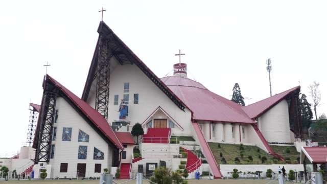 Modern Cathedral With Striking Red Roof in Shillong