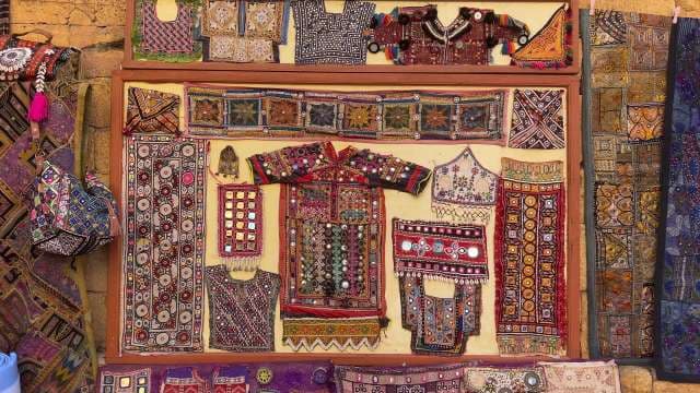 Traditional Indian Embroidery: Colorful Textiles and Patterns Display