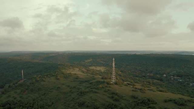 Aerial View of Telecommunication Tower in Green Landscape