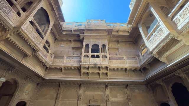 Intricate Courtyard of Patwon Ki Haveli in Jaisalmer, India