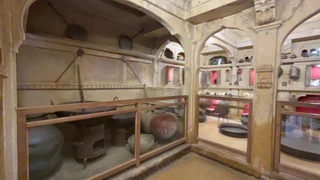 Historic Royal Kitchen With Vintage Utensils in Indian Palace