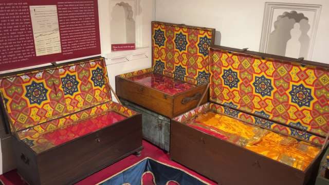 Traditional Indian Decorative Wooden Chests Display