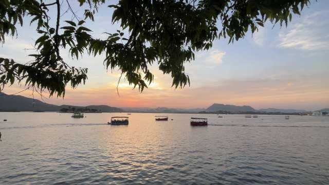 Serene Sunset Boat Ride on Lake Pichola, Udaipur