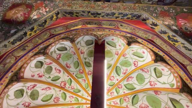 Intricately Painted Ceiling Arch With Floral Motifs