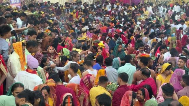Vibrant Indian Festival Crowd Celebrates Traditional Ritual