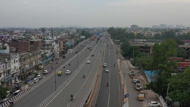 Busy Urban Highway Traffic Ambience with Trucks and Cars