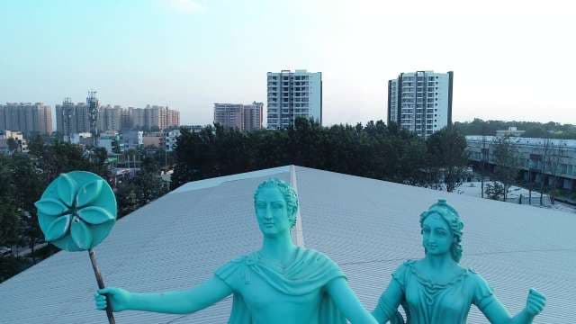 Turquoise Statues Urban Cityscape Modern Architecture
