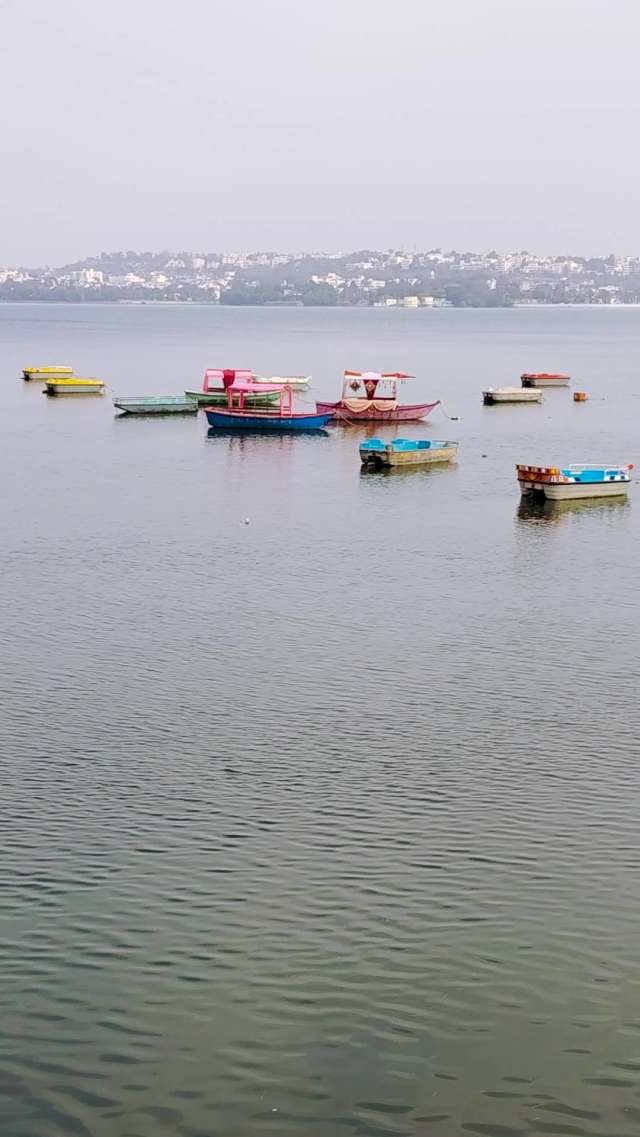 Colorful Boats Cruising Bhopal Lake