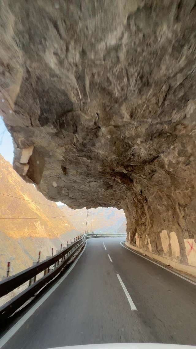 Spiti Highway Through Steep Granite Rock