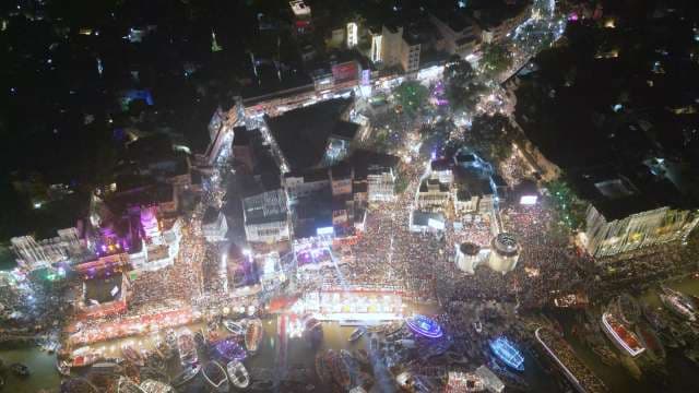 Vibrant Night Market Aerial View - Urban Cityscape