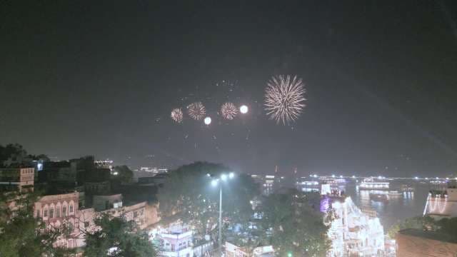 Spectacular Fireworks Display Over River City Celebration