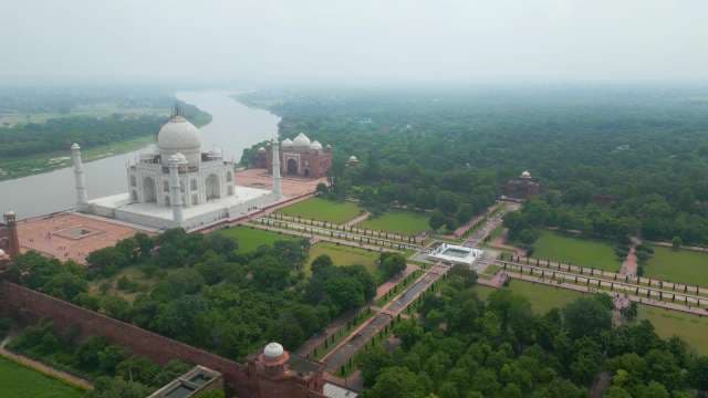 Taj Mahal Aerial View: India's Iconic Monument