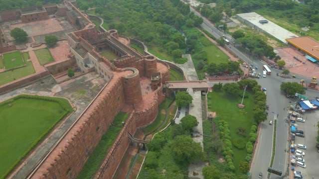 Aerial View Of Agra Red Fort 