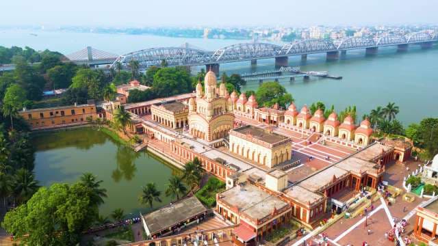 Kanpur's Sacred Temple & City Skyline Aerial View