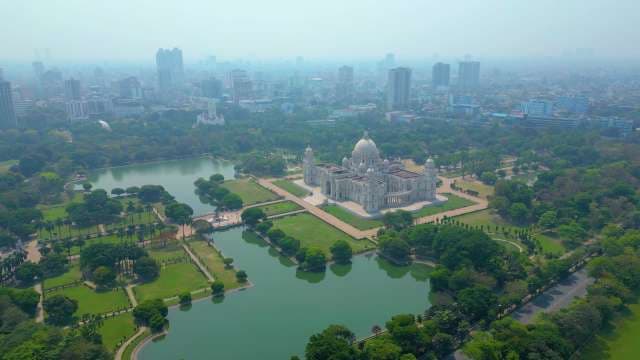 Aerial View of the Iconic Victoria Memorial in Kolkata India