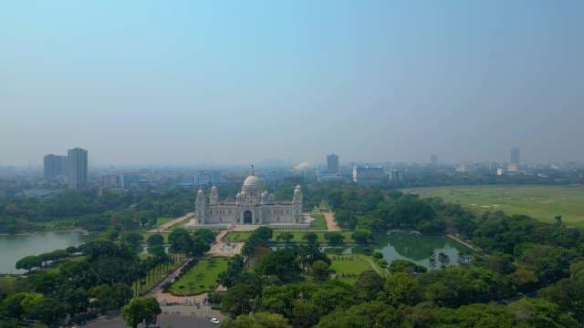 Majestic Aerial View of Victoria Memorial and Kolkata Cityscape