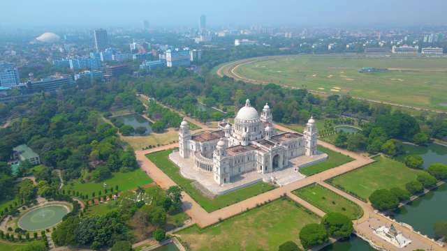 Majestic Aerial View of Victoria Memorial Hall in Kolkata, India