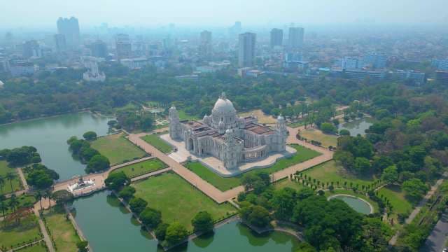 Stunning Aerial View of the Majestic Victoria Memorial in Kolkata