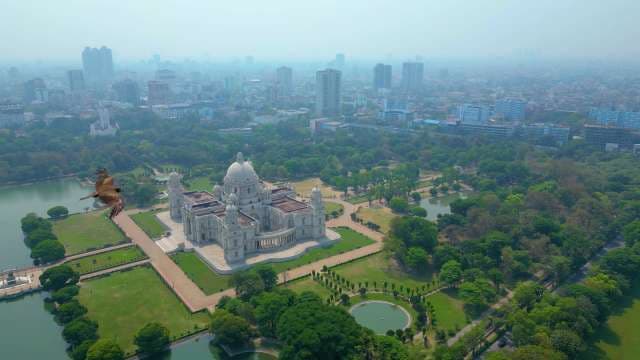Majestic Aerial View of Victoria Memorial Hall in Kolkata India