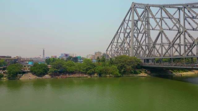 Iconic Howrah Bridge Over Hooghly River in Kolkata India