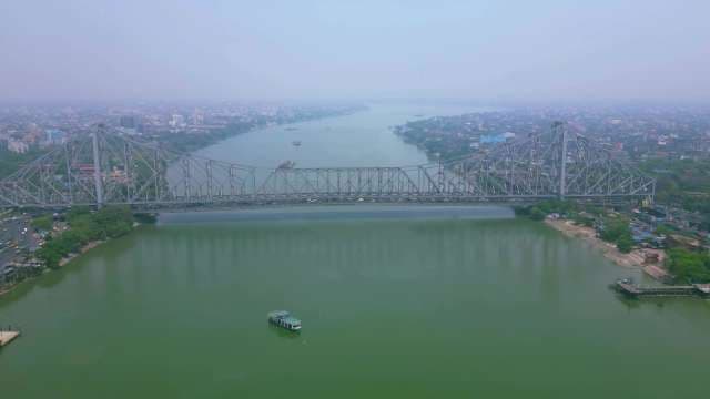 Stunning Aerial View of the Iconic Howrah Bridge in Kolkata