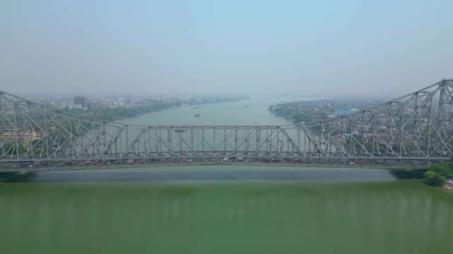 Iconic Howrah Bridge Spanning the Hooghly River in Kolkata India