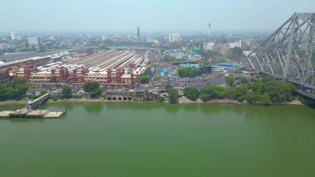 Stunning Aerial View of Howrah Railway Station and Bridge in Kolkata