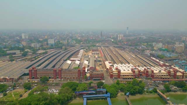 Stunning Aerial View of Howrah Railway Station in Kolkata India