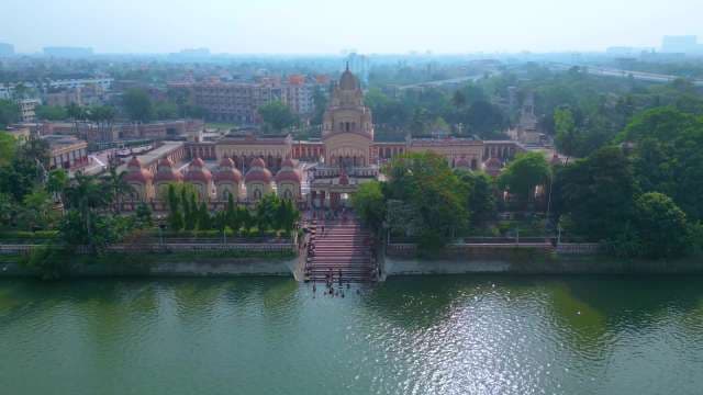 Stunning Aerial View of the Historic Dakshineswar Kali Temple in Kolkata