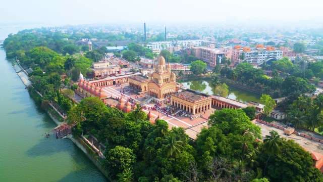 Stunning Aerial View of the Historic Dakshineswar Kali Temple in Kolkata