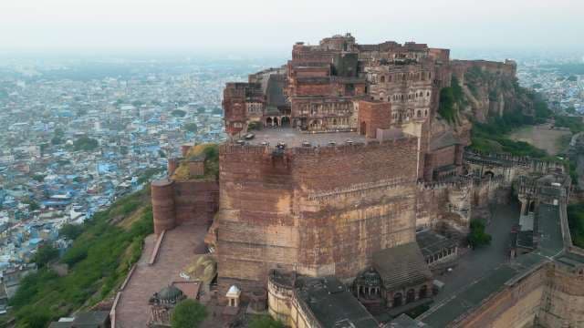 Aerial View of the Majestic Mehrangarh Fort in Jodhpur Blue City