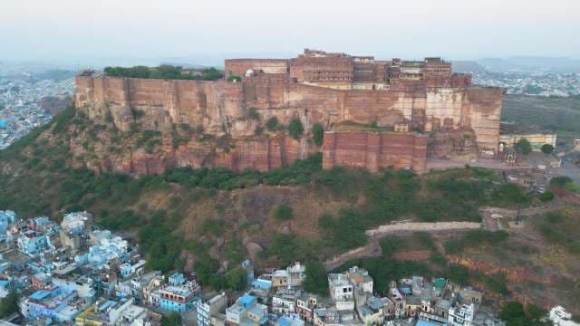 Majestic Aerial View of Mehrangarh Fort and the Blue City Jodhpur
