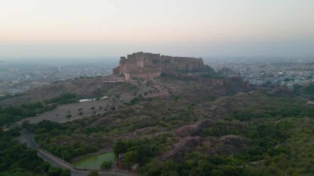 Majestic Aerial View of Mehrangarh Fort in Jodhpur Blue City