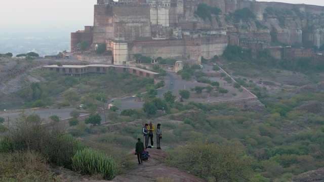 Tourists Gazing at the Majestic Mehrangarh Fort in Jodhpur