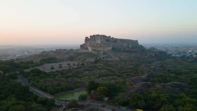 Majestic Aerial View of Mehrangarh Fort at Sunrise in Jodhpur India