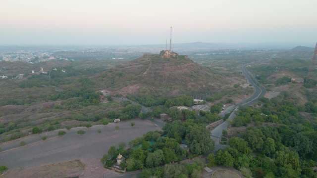Scenic Aerial Drone View of Rao Jodha Desert Rock Park Jodhpur