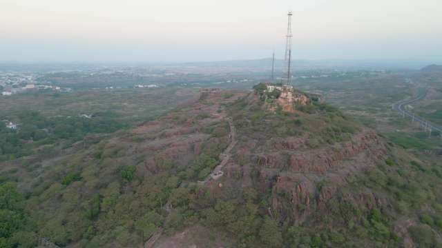 Stunning Aerial View of Rocky Hill and Ancient Walls in Jodhpur