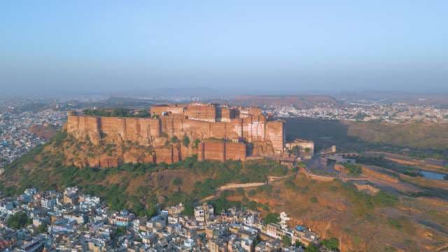 Majestic Aerial View of Mehrangarh Fort Overlooking Jodhpur Rajasthan India