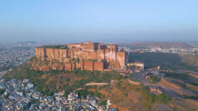 Majestic Aerial View of Mehrangarh Fort and the Blue City Jodhpur