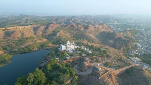 Majestic Aerial View of Jaswant Thada Marble Cenotaph in Jodhpur