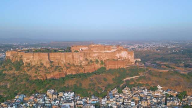 Majestic Aerial View of Mehrangarh Fort at Sunrise in Jodhpur India