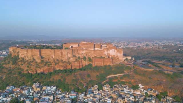Majestic Mehrangarh Fort Aerial View at Sunrise in Jodhpur, India
