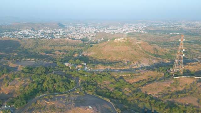 Stunning Aerial View of Jodhpur City and Hilltop Communication Tower