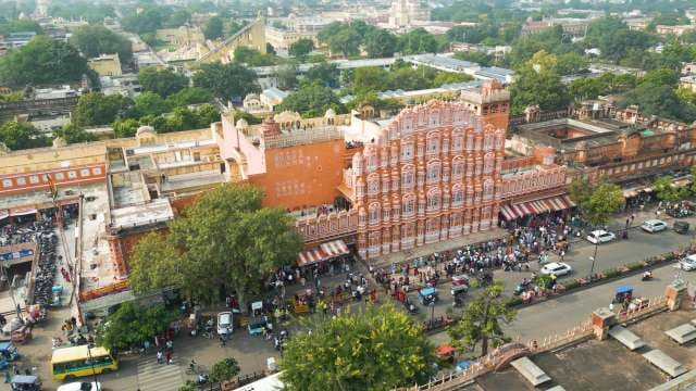 Breathtaking Aerial View of the Iconic Hawa Mahal in Jaipur India