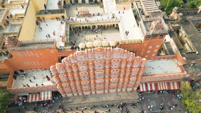 Stunning Aerial View of the Hawa Mahal Palace in Jaipur India