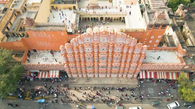 Breathtaking Aerial View of the Iconic Hawa Mahal in Jaipur, India